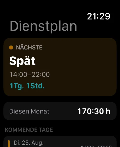 Apple Watch mit der nächsten Schicht